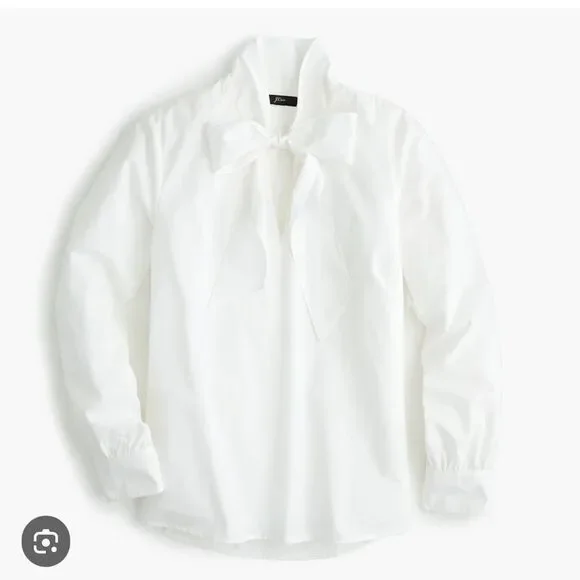 J.Crew 100% Cotton Tie Neck Top - Picture 1 of 5